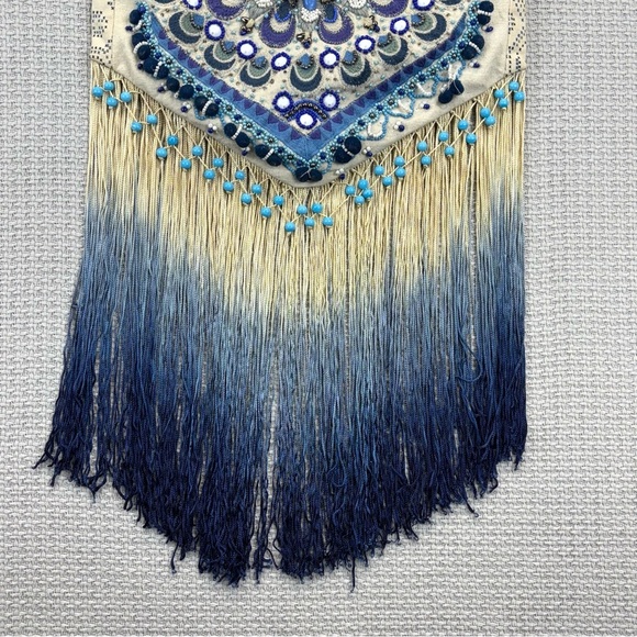 Labellum By Hillary Scott Hand Beaded Boho Blue Ombre Fringe Crossbody Bag - Picture 5 of 14